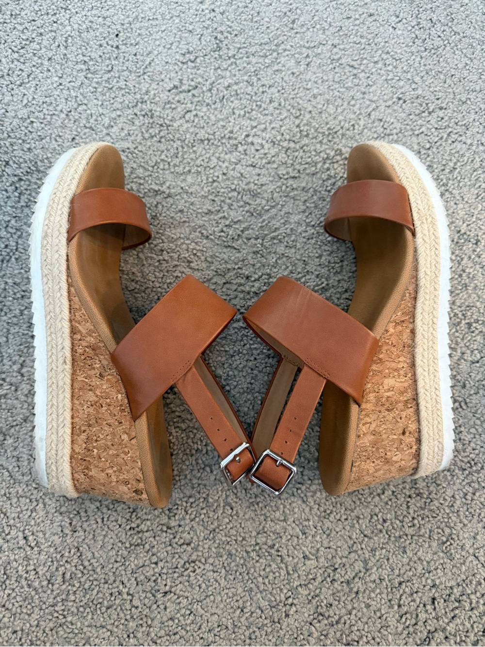 Report Cork Platform Wedge Sandals in Brown
